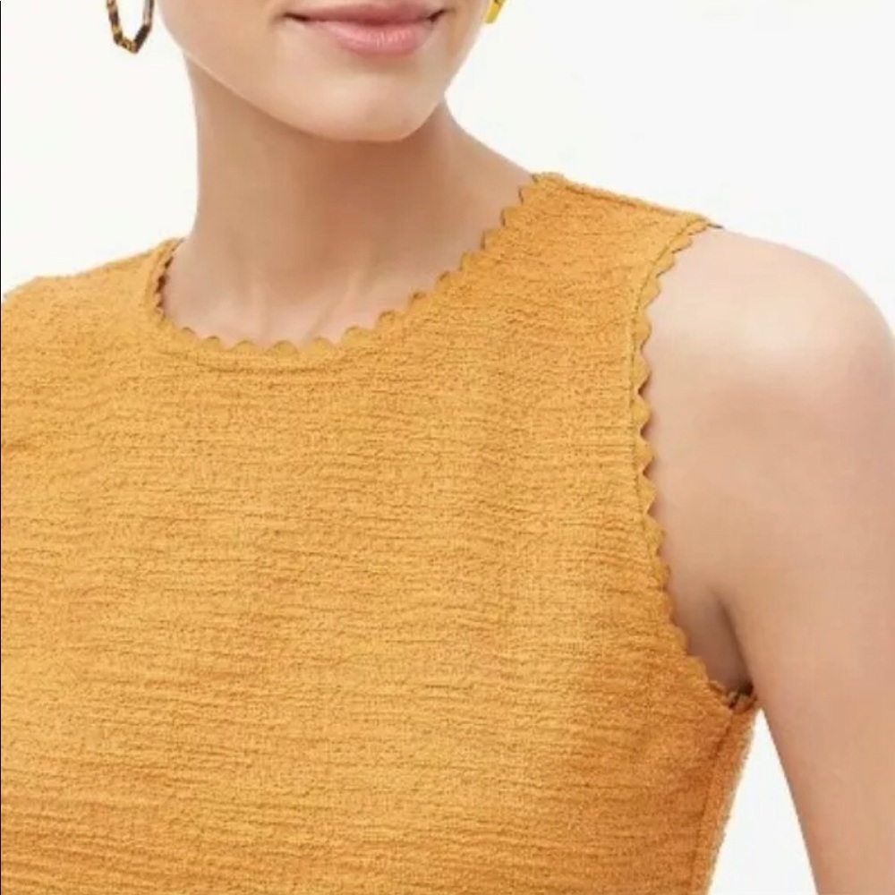J. Crew Mustard Scalloped Textured Tank
